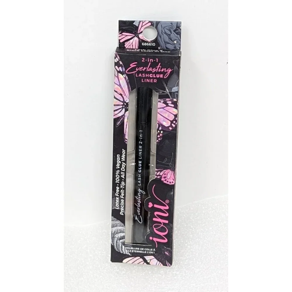 Ioni 2-In-1 Everlasting Lash Glue & Liner Vegan Paraben-Free Black Felt Tip